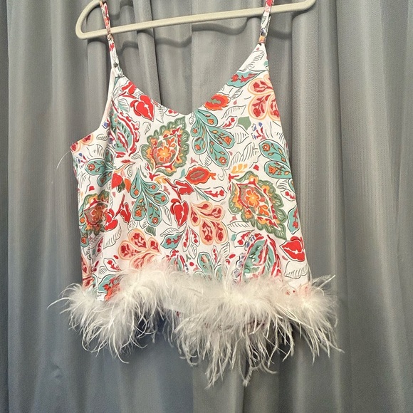 Anthropologie Entro satin Feathered paisley Tank Size L New - Picture 6 of 11